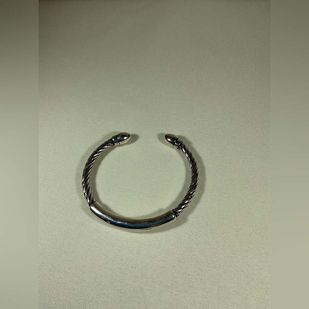 925 Stamped Sterling Silver Heavy Bangle Torque Bracelet 30g